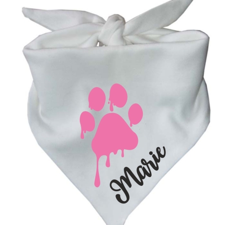 Dreiecks Hundehalstuch PFOTE rosa personalisiert mit Name