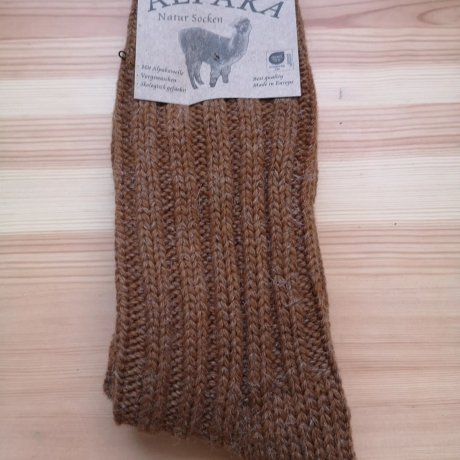 Alpaka Damen-/Herren Wintersocken, dick gestrickt, braun, neu