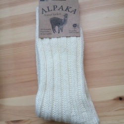 Alpaka Damen-/Herren Socken, dick gestrickt, elfenbein, neu