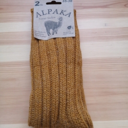 Alpaka Damen-/Herren Socken, dick gestrickt, curry-gelb, neu