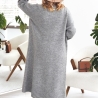 Oversize Strickmantel Strickjacke lang Cardigan dunkelgrau S-XL