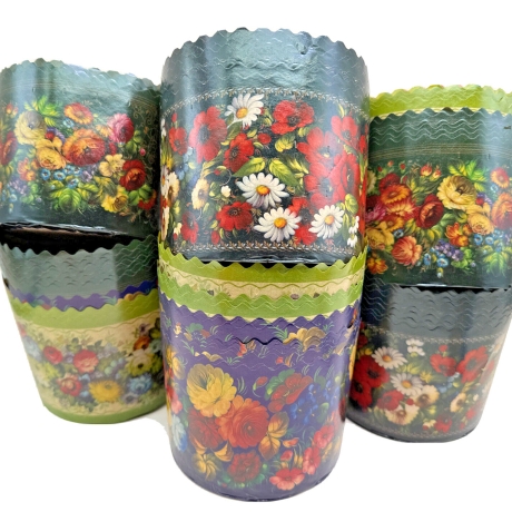 6 Backformen Osterkuchen, Motiv Blumen, 500 g. Teig