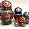 5er Matroschka, bauchig, Blumen,Holz, 12 cm, neu