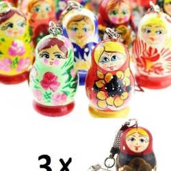 Sort. 3 Schlüsselanhänger Matroschka, Holz, bunt, 4,3 cm Sort. 3 Schlüsselanhänger Matroschka, Holz, bunt, 4,3 cm