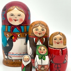 5-er Matroschka Hahn-altes Motiv, 15 cm, # DZ 441 neu 5-er Matroschka Hahn-altes Motiv, 15 cm, # DZ 441 neu