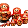 10er Matroschka rotbraun Hochloma-Motiv, 14 cm, dz 453 