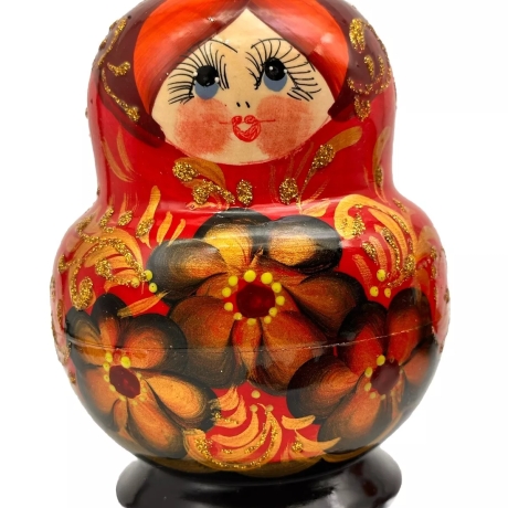 10er Matroschka rotbraun Hochloma-Motiv, 14 cm, dz 453 