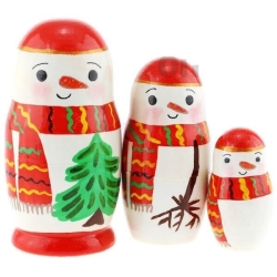 3-er Set Matr. Schneemann, Holz, 10,5 cm, DZ 605