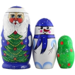 3-er Set Matr. Nikolaus blau, Holz,10,5 cm, DZ 607