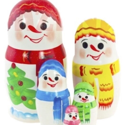 5-er Set Matr. Schneemann, Holz, 10,5 cm, DZ 621