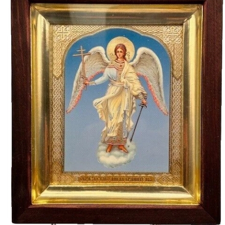 Ikone Schutzengel, 15 x 13 x 3 cm, Holz # DZ 65, neu