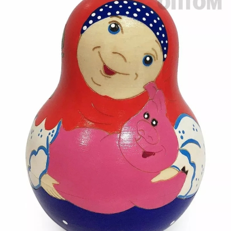 Stehaufpuppe Matroschka, blau-lila, Holz,10 cm, neu