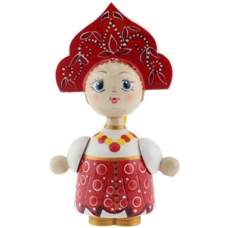 Holzpuppe Darjana, bunt, Handarbeit, # 813, neu