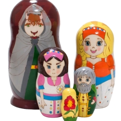 5-er Matroschka Märch. Alen. Cvetochek. 15 cm, Holz, neu