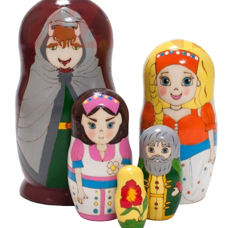 5-er Matroschka Märch. Alen. Cvetochek. 15 cm, Holz, neu
