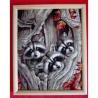 Gesticktes Bild 3 Waschbär Babys Kreuzstich