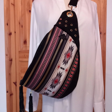 XXL Banana Bag, Cross Body Jeans Bag upcycling