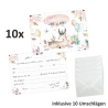 10 Einladungskarten Hirsch Geschenke + 10 transp. Briefumschl.