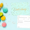 10 Einladungskarten Mint mit Goldlack + 10 transp. Briefumschl.