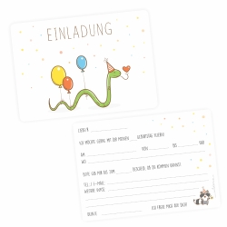 10 Einladungskarten Happy Snake + 10 transparente Briefumschläge