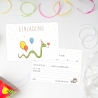 10 Einladungskarten Happy Snake + 10 transparente Briefumschläge