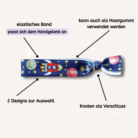 Buntes Kinder Armband – Stoffarmband Weltraum