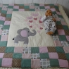 Krabbeldecke Elefant, Patchwork, Kuscheldecke, Tagesdecke,