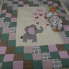 Krabbeldecke Elefant, Patchwork, Kuscheldecke, Tagesdecke,