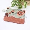 Kleine Tasche Reisepasshülle Blumen Khaki Etui Täschchen