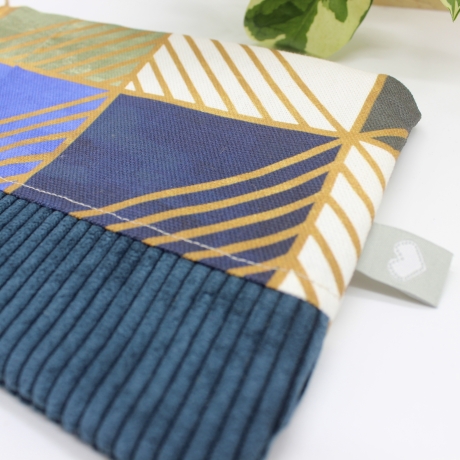 Etui Täschchen Reisepasshülle kleine Tasche Blau gemustert