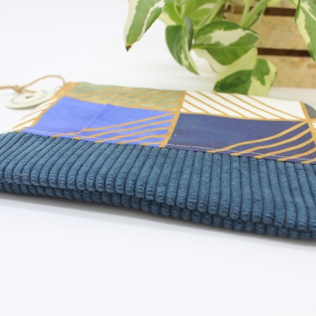 Etui Täschchen Reisepasshülle kleine Tasche Blau gemustert