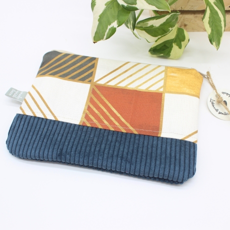 Etui Täschchen Reisepasshülle kleine Tasche Blau gemustert