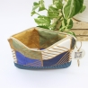 Etui Täschchen Reisepasshülle kleine Tasche Blau gemustert