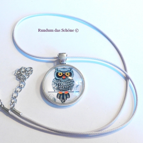 EULE Kette mit Anhänger am Wachsband  Cabochon