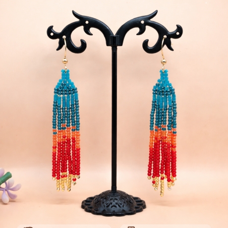 Ombre-Fransenohrringe, Boho Ohrehänger