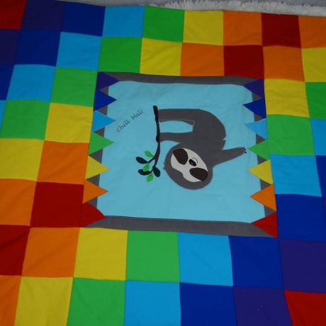 Krabbeldecke Faultier, Patchwork, Kuscheldecke