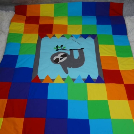 Krabbeldecke Faultier, Patchwork, Kuscheldecke