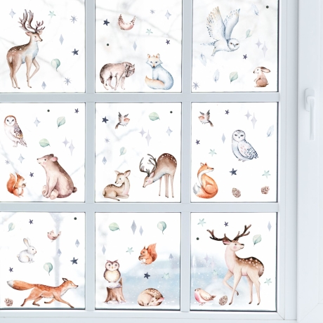 Fensterbilder Wintertiere selbstklebend - Statisch Haftend PVC