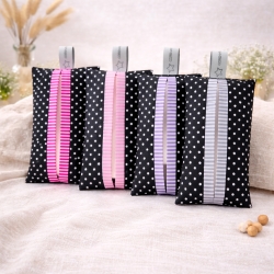 Tatüta Taschentüchertasche Stoff schwarz mit Punkten & Streifen 