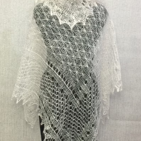 Original Orenburg-Schal, weiss, 135 x 135 cm, neu, Unikat