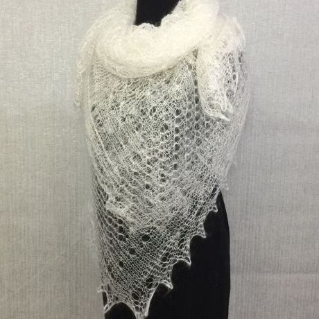 Original Orenburg-Schal, weiss, 135 x 135 cm, neu, Unikat