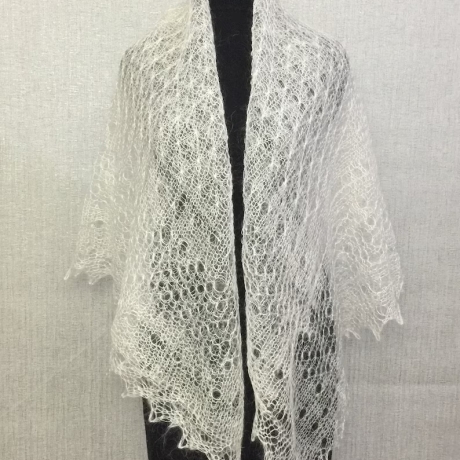 Original Orenburg-Schal, weiss, 135 x 135 cm, neu, Unikat