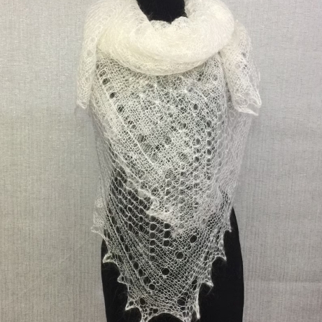 Original Orenburg-Schal, weiss, 135 x 135 cm, neu, Unikat