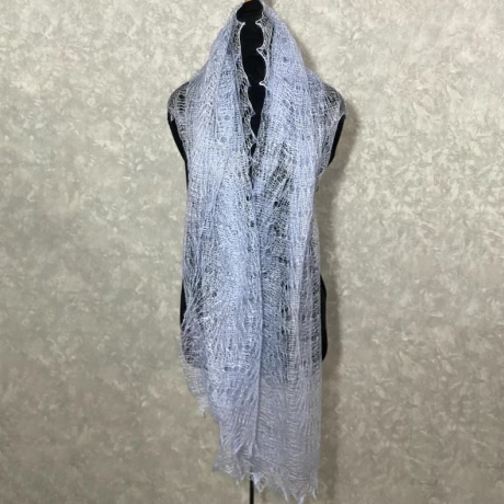 Original Orenburg-Schal, hellblau, 75x185 cm, neu, Unikat