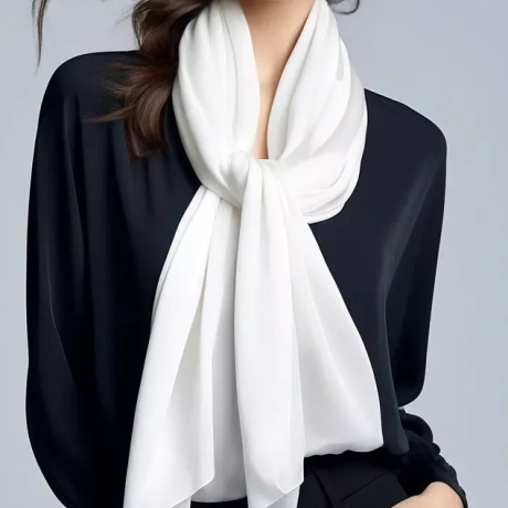 Damen-Herren-Designer-Seidentuch, weiss, 180x90 cm, neu