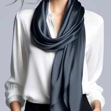 Damen-Designer-Seidenschal, 180x90 cm, neu, dunkelgrau