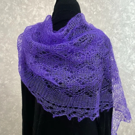 Original Orenburg-Schal, violett-blau, 90x190 cm, neu, Unikat