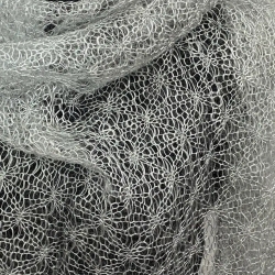 Original Orenburg-Schal, weiss-grau, 135x135 cm, neu, Unikat