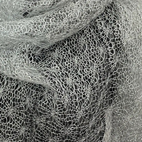 Original Orenburg-Schal, weiss-grau, 135x135 cm, neu, Unikat