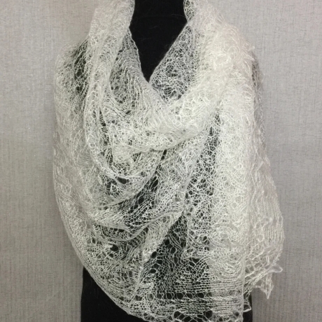 Original Orenburg-Schal, weiss, 170 x 75 cm, neu, Unikat